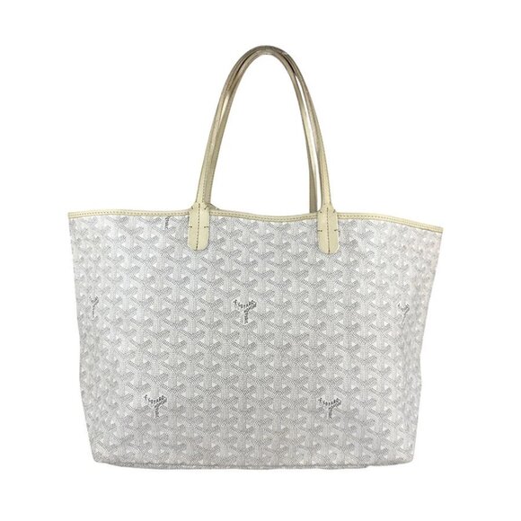 Auth GOYARD Saint Louis PM Tote Bag Handbag White/Light Gray PVC - z3861